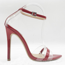 2020 new arrival elegant  summer  PVC shoes red PU  shoes women heels sandals